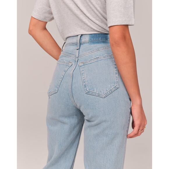 Abercrombie & Fitch Dad High Rise Criss Cross Jeans Curve Love Sz 30 - Picture 10 of 10